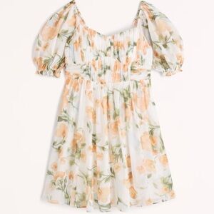 Abercrombie & Fitch Ruched Ruffle Puff Sleeve Mini Dress Size Large